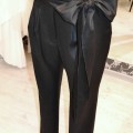 melnas vilnas bikses, ieločbikses, josta bante, sasienama, siltas bikses ar ielocēm